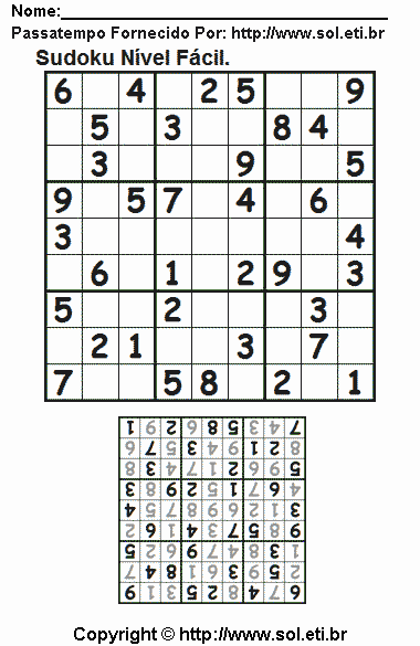 Sudoku Para Imprimir Com Respostas 810