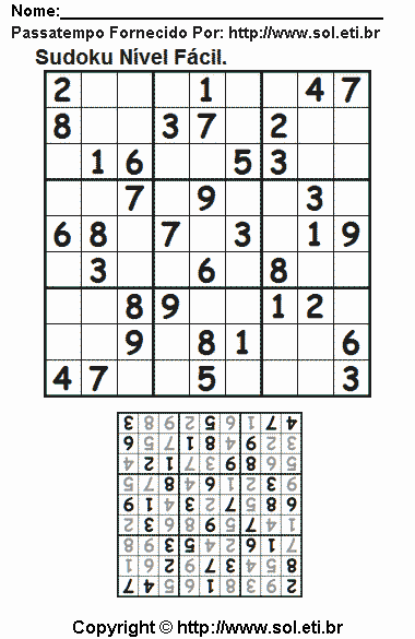 Sudoku Para Imprimir Com Respostas 812