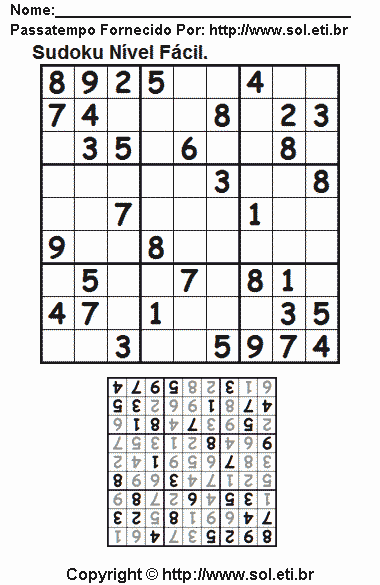 Sudoku Para Imprimir Com Respostas 816