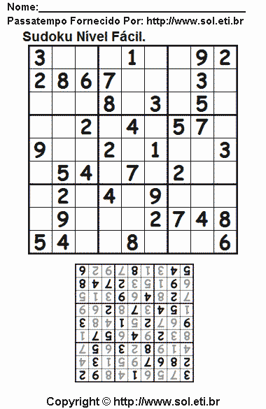 Sudoku Para Imprimir Com Respostas 819