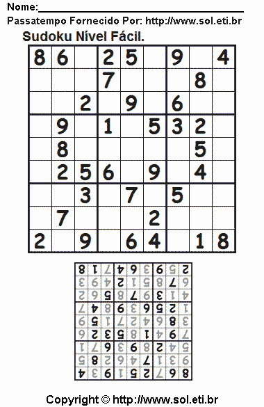 Sudoku Para Imprimir Com Respostas 821