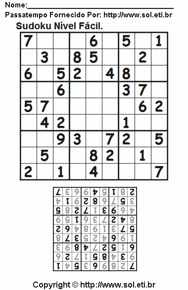 Sudoku Para Imprimir Com Respostas 824