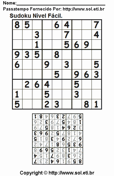 Sudoku Para Imprimir Com Respostas 840