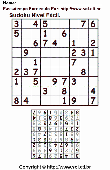 Sudoku Para Imprimir Com Respostas 841