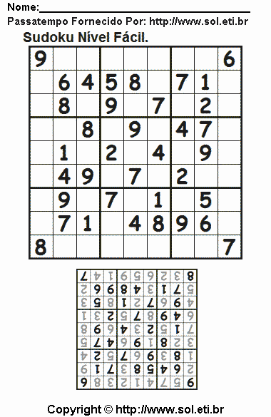 Sudoku Para Imprimir Com Respostas 842