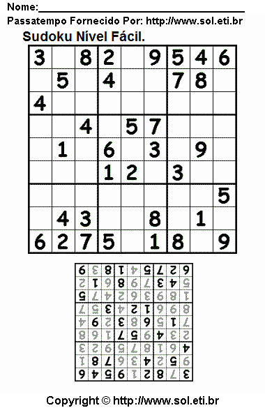 Sudoku Para Imprimir Com Respostas 845