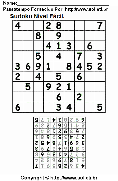 Sudoku Para Imprimir Com Respostas 846