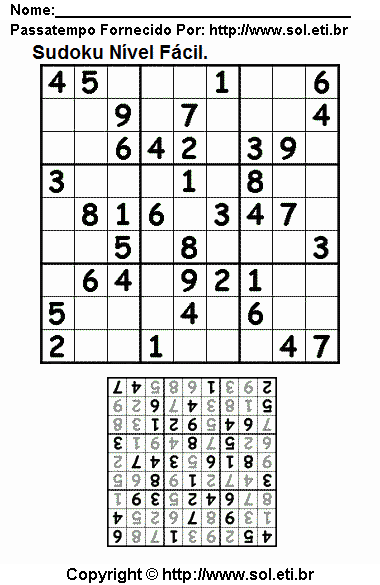Sudoku Para Imprimir Com Respostas 85