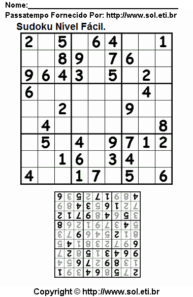 Sudoku Para Imprimir Com Respostas 851
