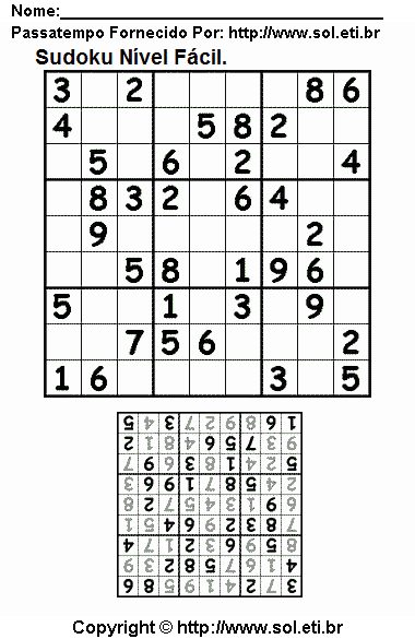Sudoku Para Imprimir Com Respostas 852