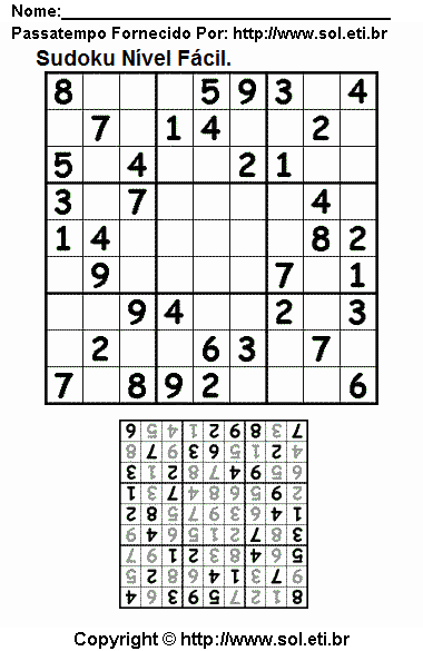 Sudoku Para Imprimir Com Respostas 855