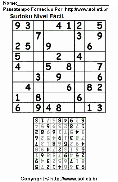 Sudoku Para Imprimir Com Respostas 92