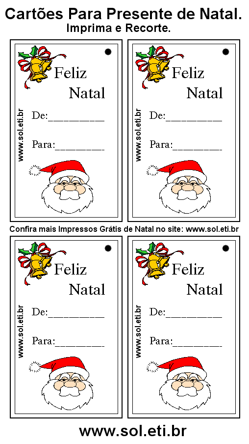 Cartão de Natal Para Imprimir Com Papai Noel