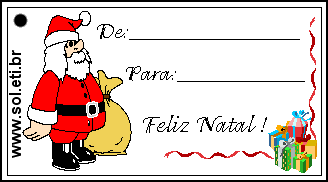 Cartão de Natal Para Imprimir Com Papai Noel Entregando Presentes