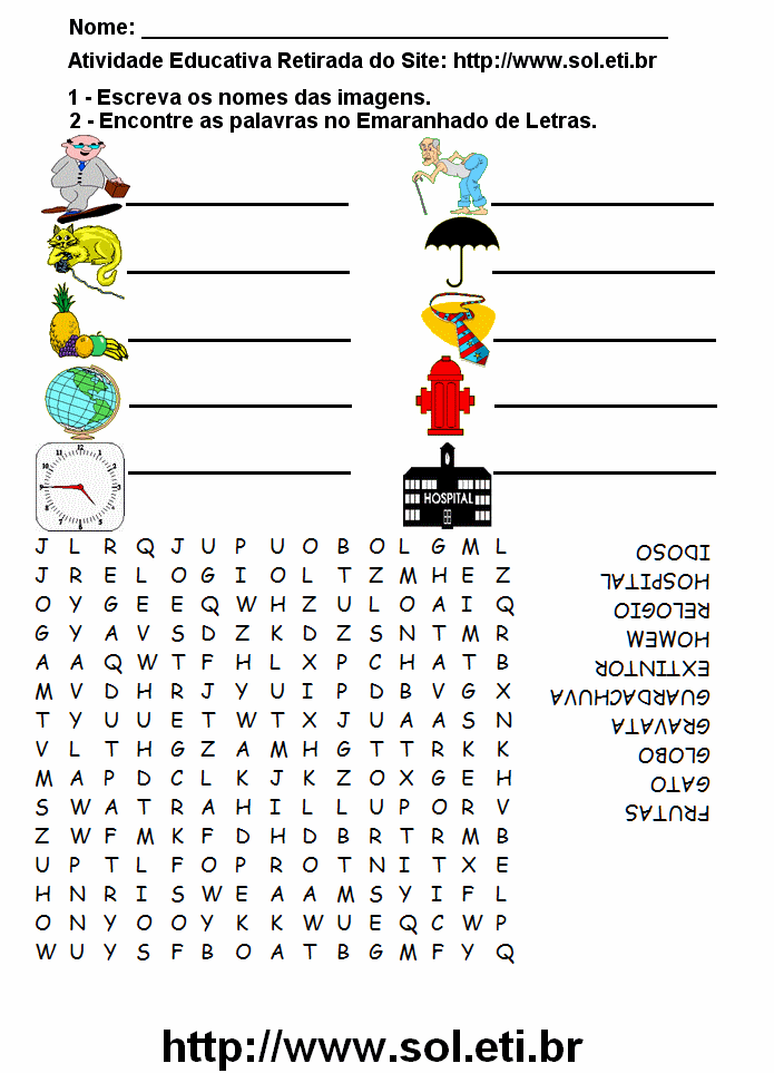 Passatempo Infantil: Caça Palavras Para Imprimir Com Imagens