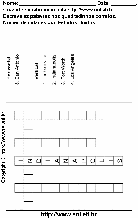 Cruzadinha Para Imprimir Com Nomes de Cidades dos Estados Unidos 19
