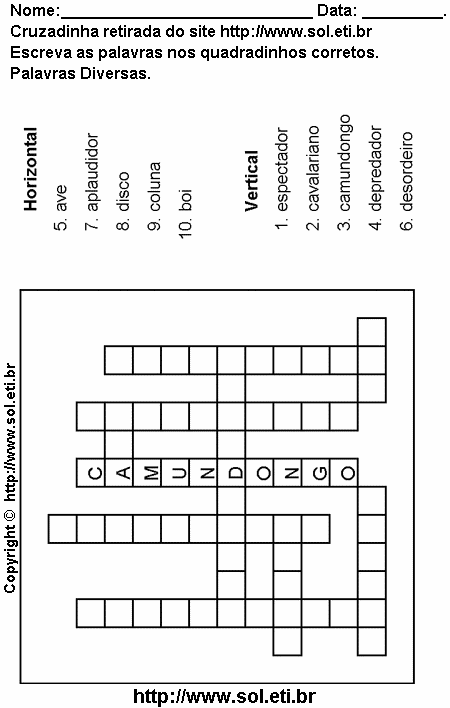 Cruzadinha Para Imprimir de Encaixar Palavras 1