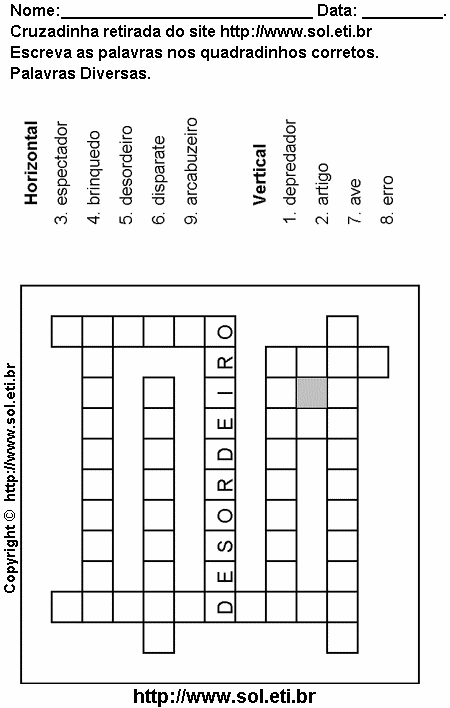 Cruzadinha Para Imprimir de Encaixar Palavras 10