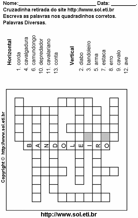 Cruzadinha Para Imprimir de Encaixar Palavras 11