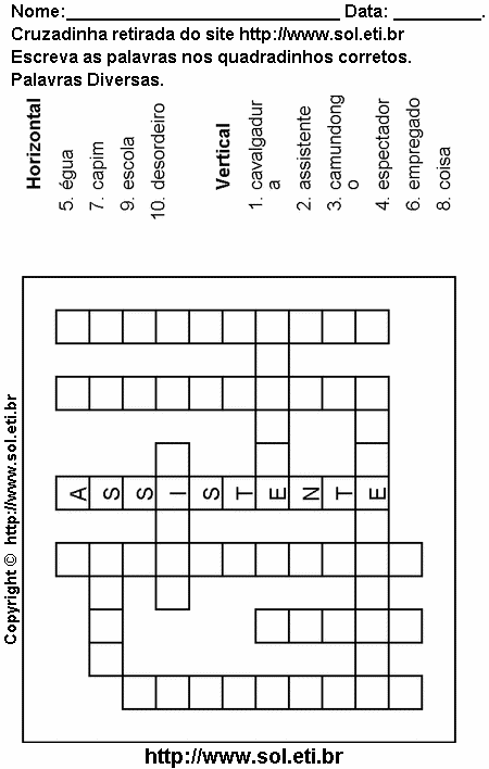 Cruzadinha Para Imprimir de Encaixar Palavras 18