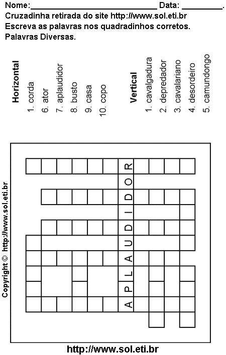 Cruzadinha Para Imprimir de Encaixar Palavras 2