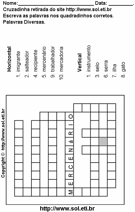 Cruzadinha Para Imprimir de Encaixar Palavras 24
