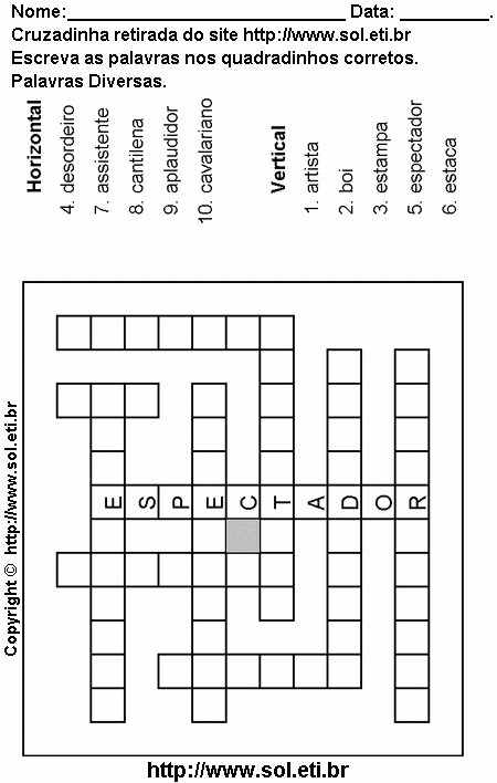 Cruzadinha Para Imprimir de Encaixar Palavras 4