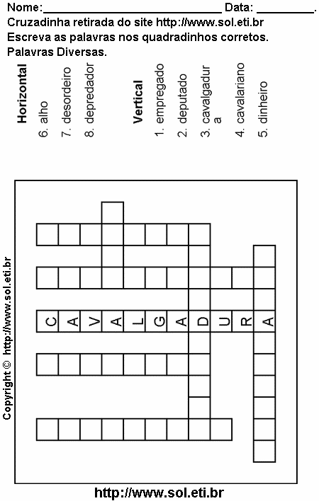 Cruzadinha Para Imprimir de Encaixar Palavras 5