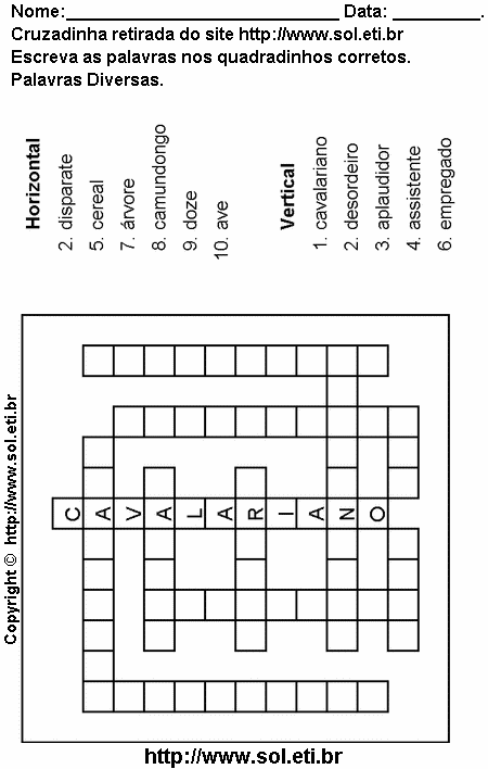 Cruzadinha Para Imprimir de Encaixar Palavras 6