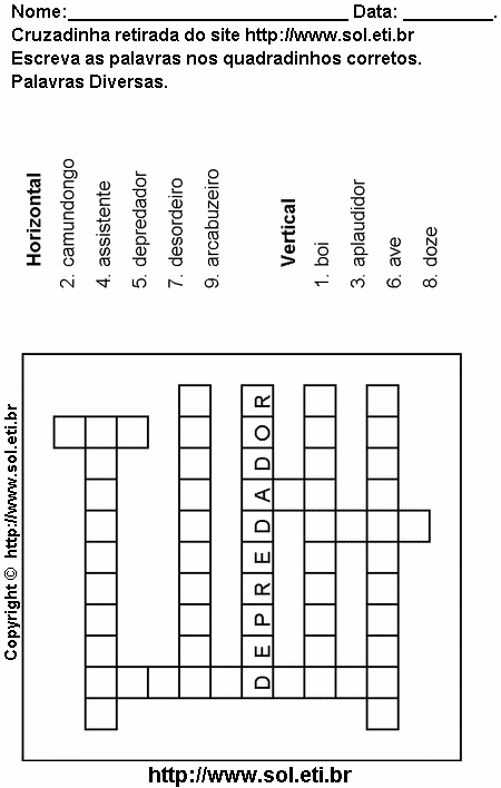 Cruzadinha Para Imprimir de Encaixar Palavras 9