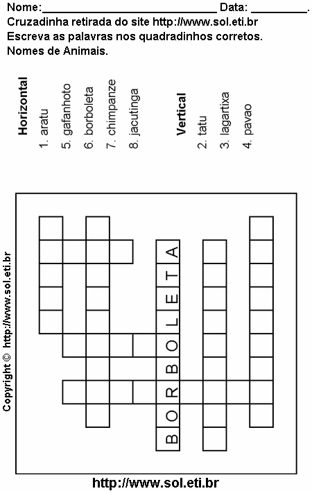 Cruzadinha Para Imprimir Com Nomes de Animais 23