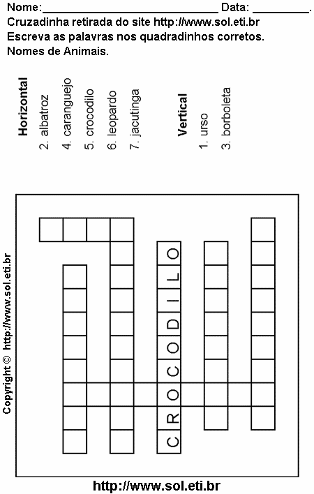 Cruzadinha Para Imprimir Com Nomes de Animais 25