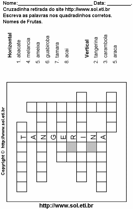 Cruzadinha Para Imprimir Com Nomes de Frutas 19