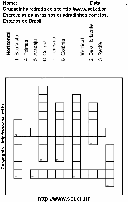 Cruzadinha Para Imprimir Com Nomes dos Estados do Brasil 10
