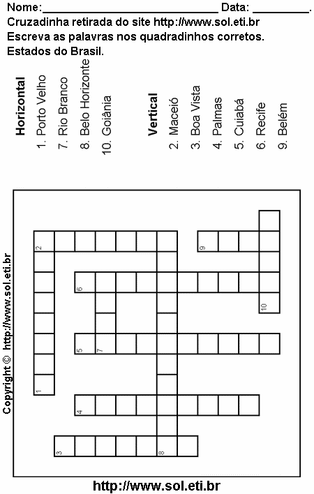 Cruzadinha Para Imprimir Com Nomes dos Estados do Brasil 13