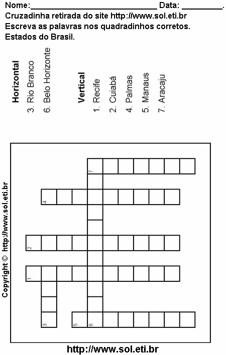 Cruzadinha Para Imprimir Com Nomes dos Estados do Brasil 16