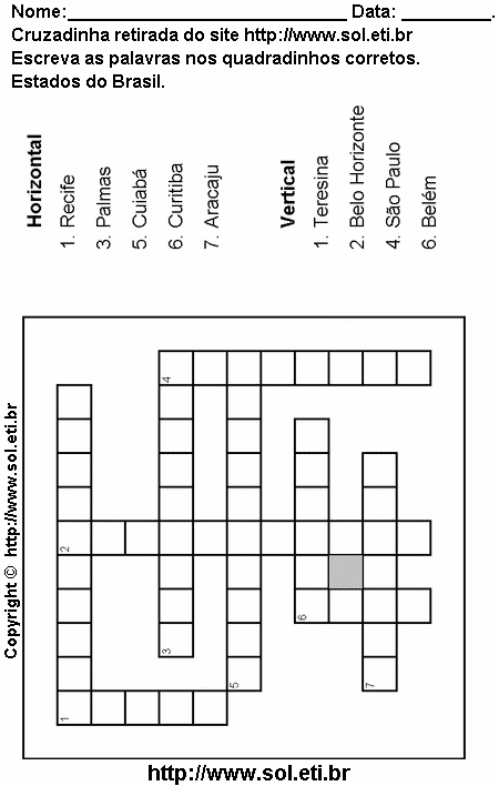 Cruzadinha Para Imprimir Com Nomes dos Estados do Brasil 19