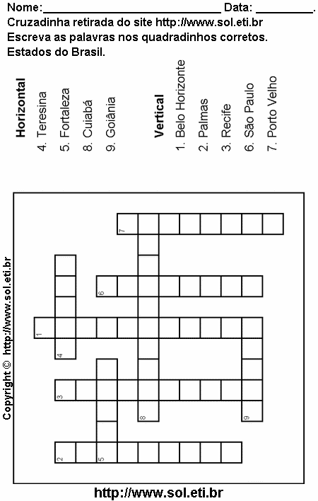 Cruzadinha Para Imprimir Com Estados Brasileiros 21