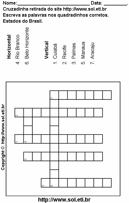 Cruzadinha Para Imprimir Com Estados Brasileiros 24