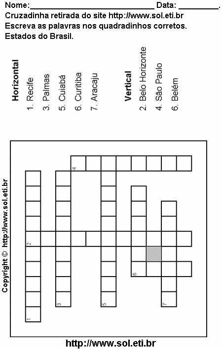 Cruzadinha Para Imprimir Com Nomes dos Estados do Brasil 25