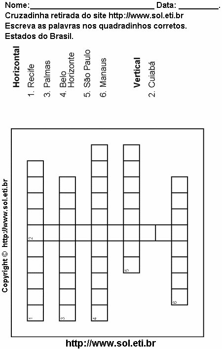 Cruzadinha Para Imprimir Com Estados Brasileiros 3