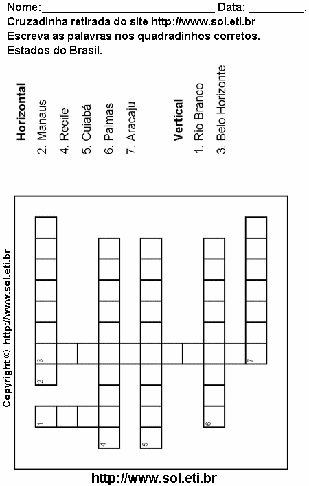 Cruzadinha Para Imprimir Com Estados Brasileiros 6