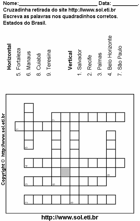 Cruzadinha Para Imprimir Com Estados Brasileiros 9
