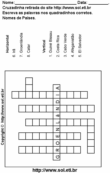 Cruzadinha Para Imprimir Com Nomes de Países 25