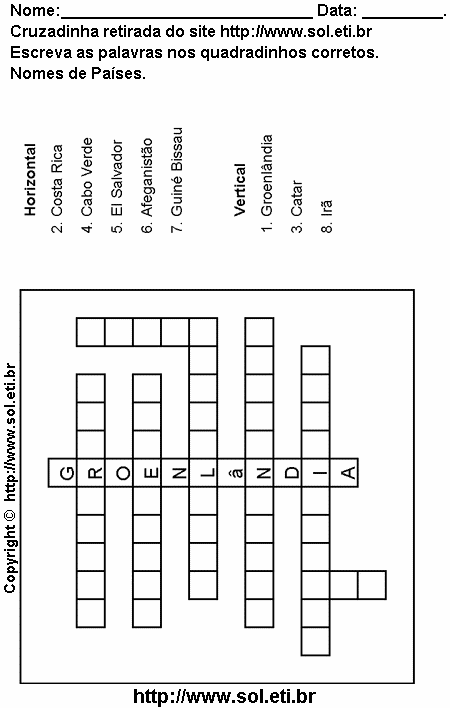 Cruzadinha Para Imprimir Com Nomes de Países 5