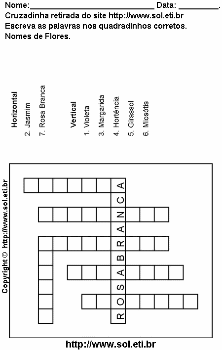Cruzadinha Para Imprimir Com Flores 12