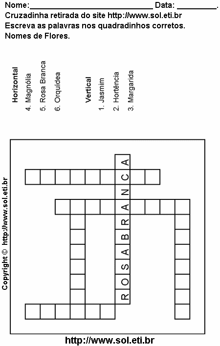 Cruzadinha Para Imprimir Com Tipos de Flores 14