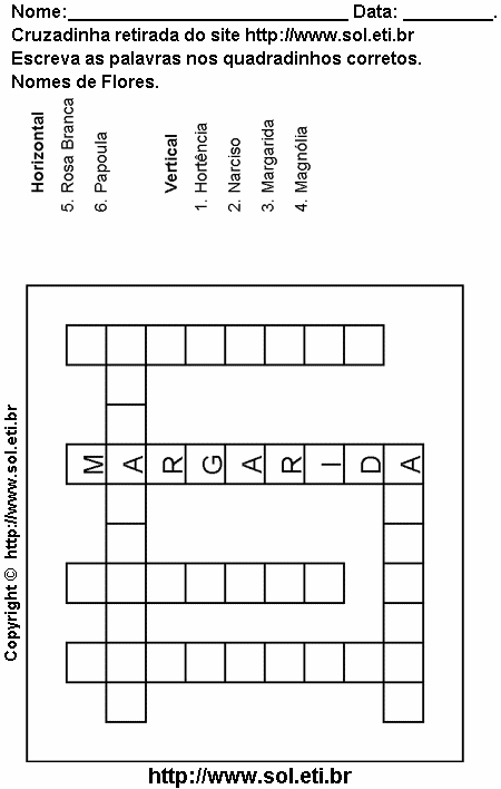 Cruzadinha Para Imprimir Com Tipos de Flores 17