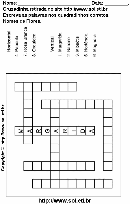 Cruzadinha Para Imprimir Com Tipos de Flores 2