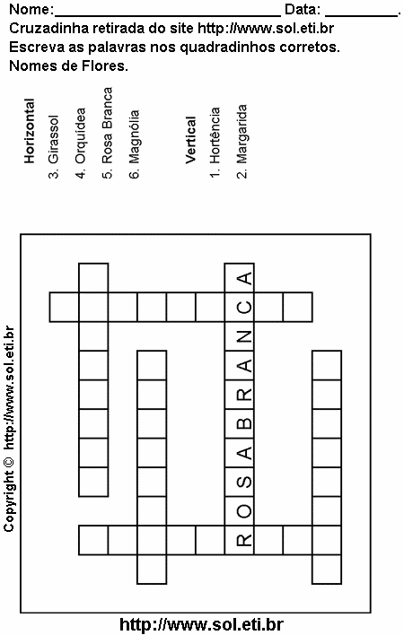 Cruzadinha Para Imprimir Com Flores 6